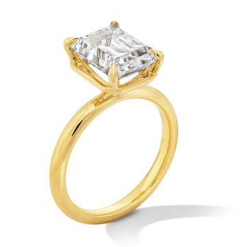 High Polished Round Edge Solitaire Engagement Setting In Yellow Gold 14K