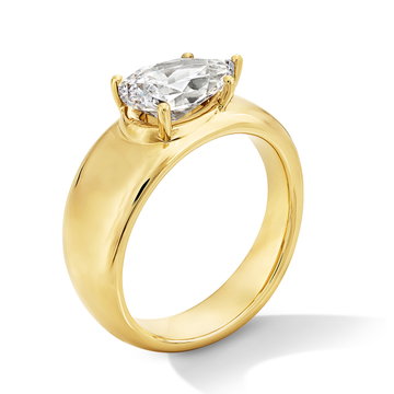 Solitaire High Polished Wide Band Engagement Setting In Yellow Gold 14K