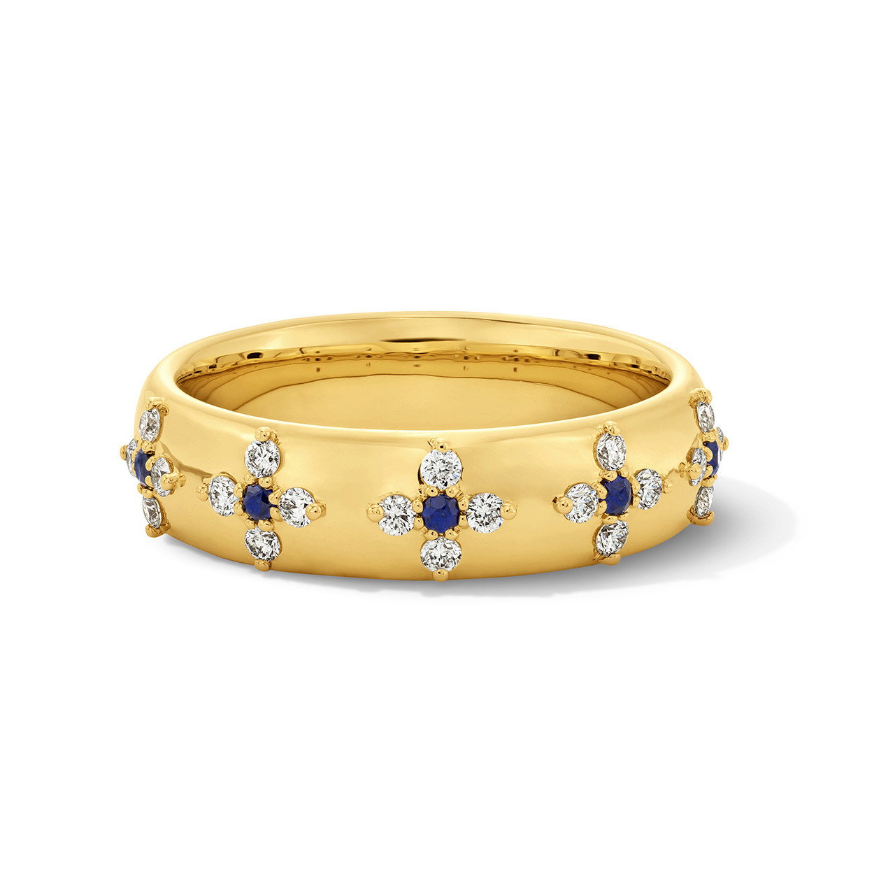 Blue Sapphire Flower Diamond Band 0