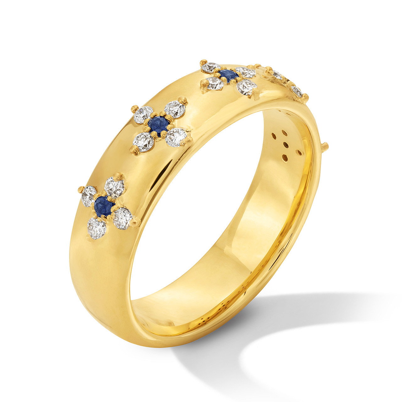 Blue Sapphire Flower Diamond Band 1