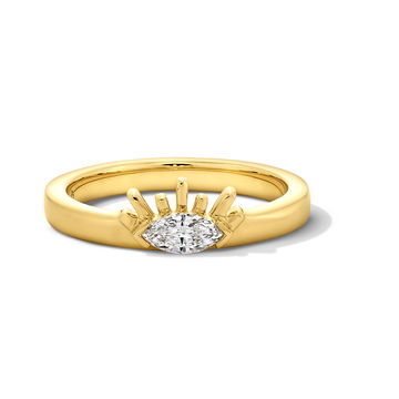 Diamond Evil Eye Ring In Yellow Gold 14K