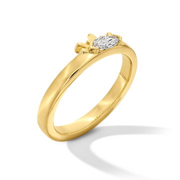 Diamond Evil Eye Ring In Solid 14K Yellow Gold