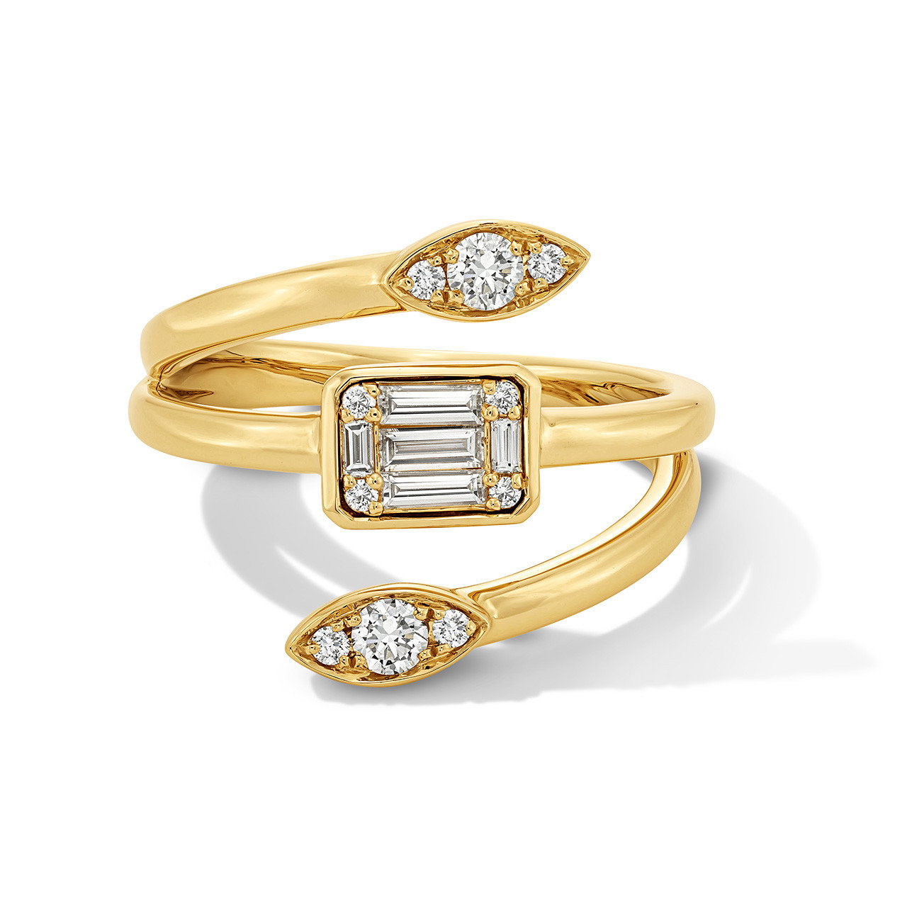 Three Row Diamond Mosaic Wrap Ring