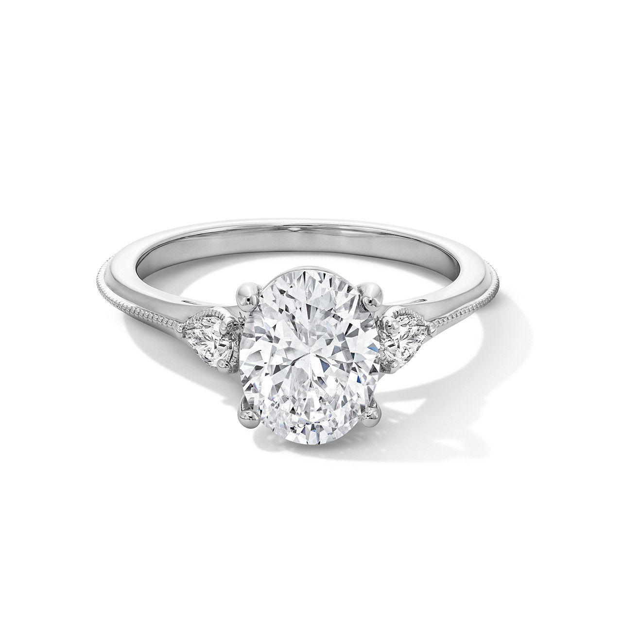 Three Stone Knife Edge Beadset Engagement Setting