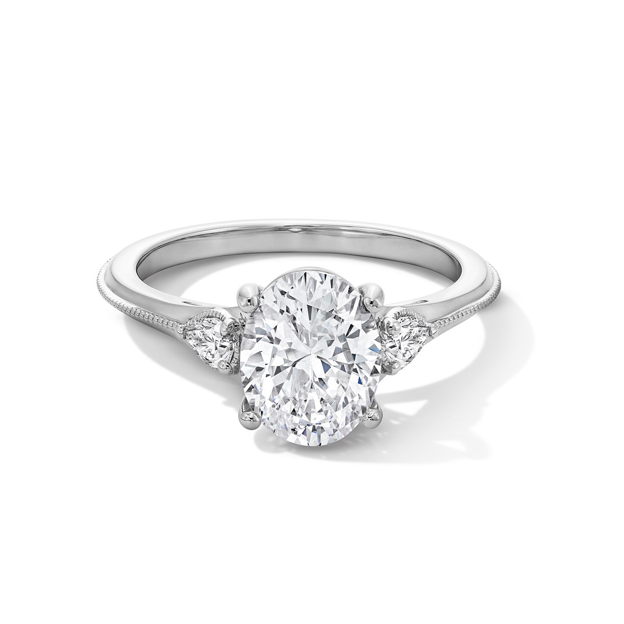 Three Stone Knife Edge Beadset Engagement Setting 0