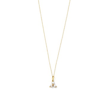 Trio Pearl Necklace In Solid 14K Yellow Gold