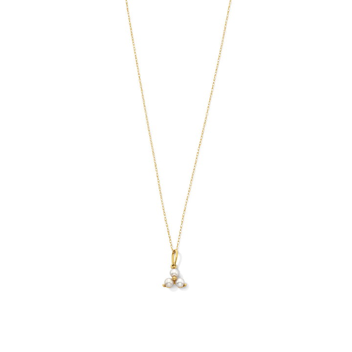 Trio Pearl Necklace In Solid 14K Yellow Gold