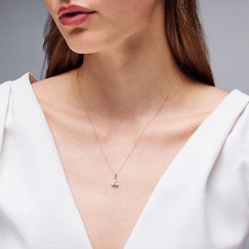 Trio Pearl Necklace In Solid 14K Yellow Gold