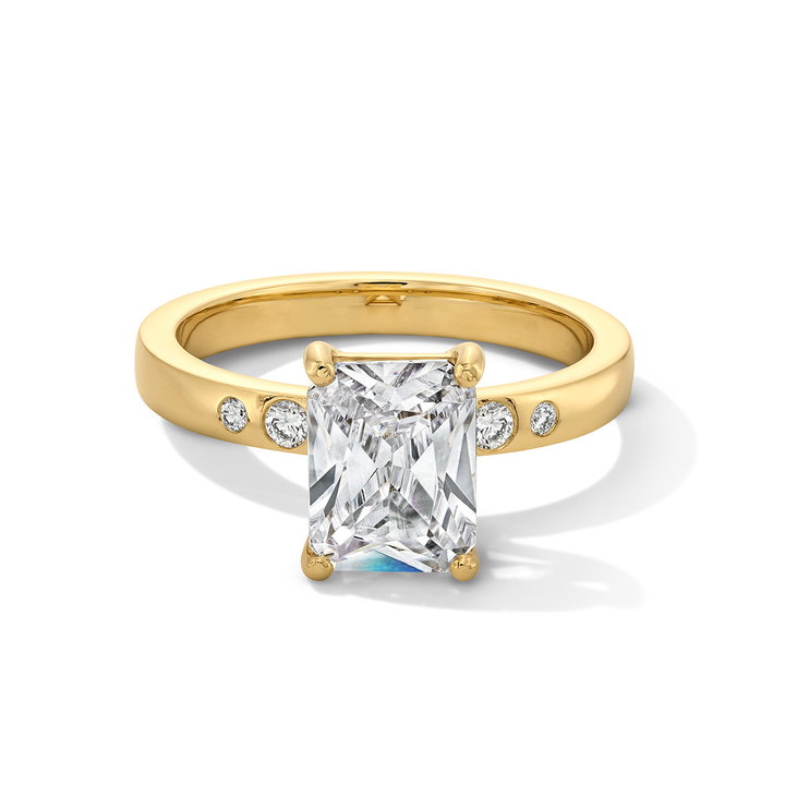 Flush Set Diamond Engagement Setting In Yellow Gold 14K
