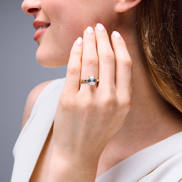 Flush Set Diamond Engagement Setting In Yellow Gold 14K