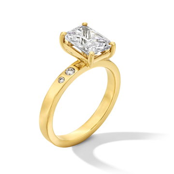 Flush Set Diamond Engagement Setting In Yellow Gold 14K