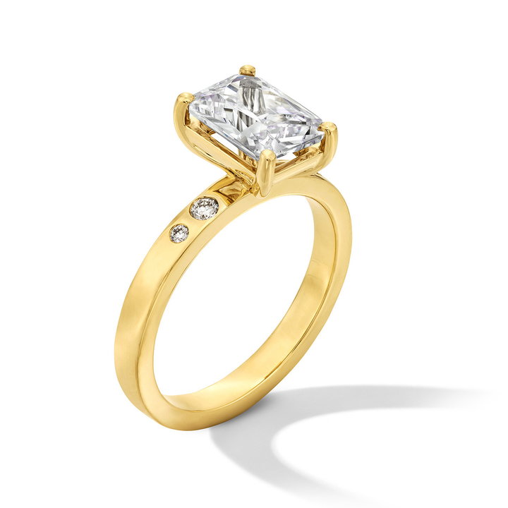 Flush Set Diamond Engagement Setting In Yellow Gold 14K
