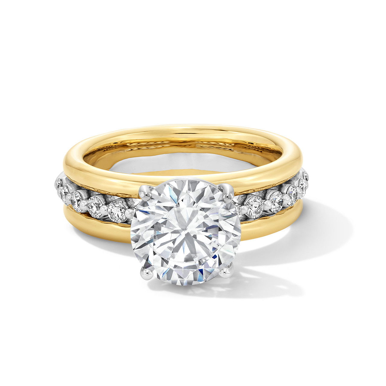 Three Row Two Tone Diamond Engagement Setting 0