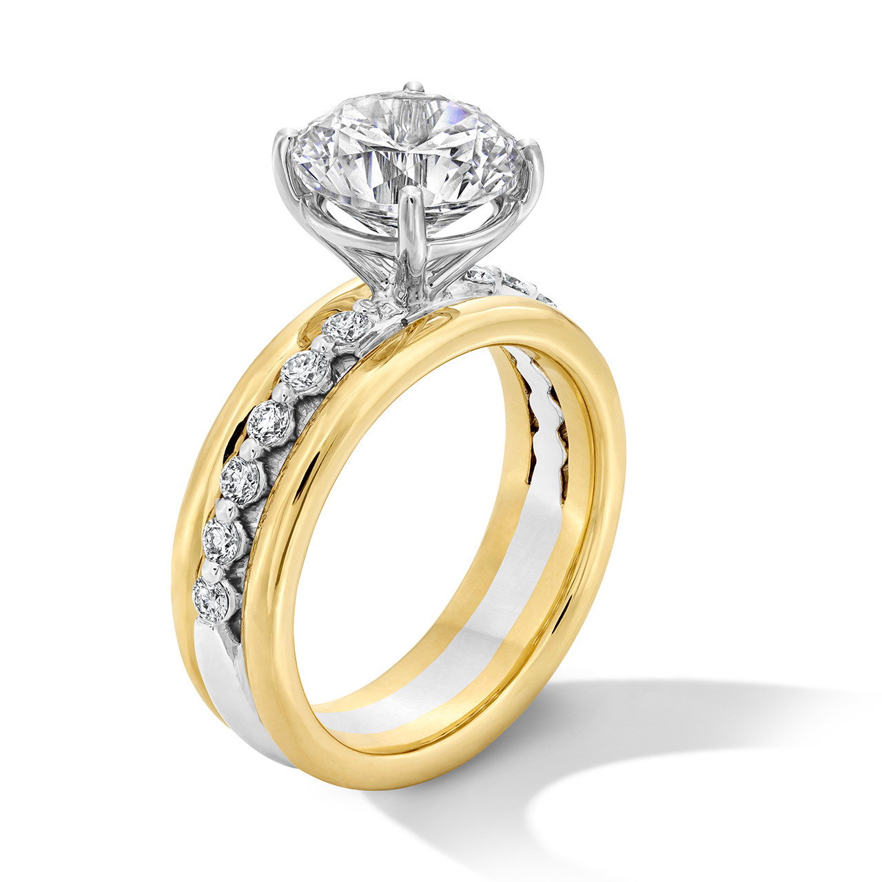 Three Row Two Tone Diamond Engagement Setting 1