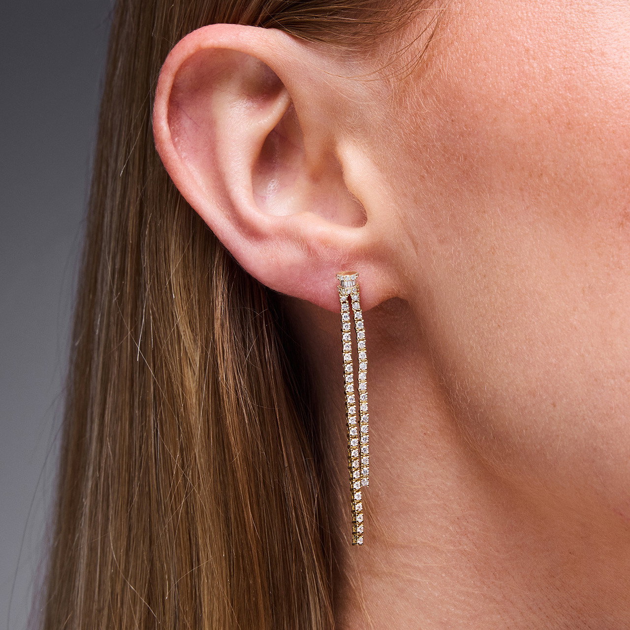 Double Diamond Drop Earrings
