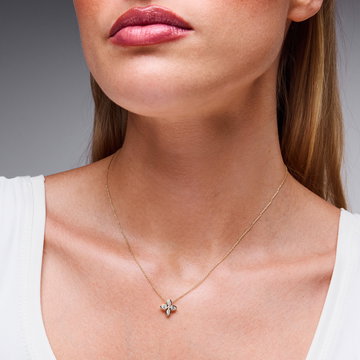 Floral Design Diamond Necklace In Yellow Gold 14K