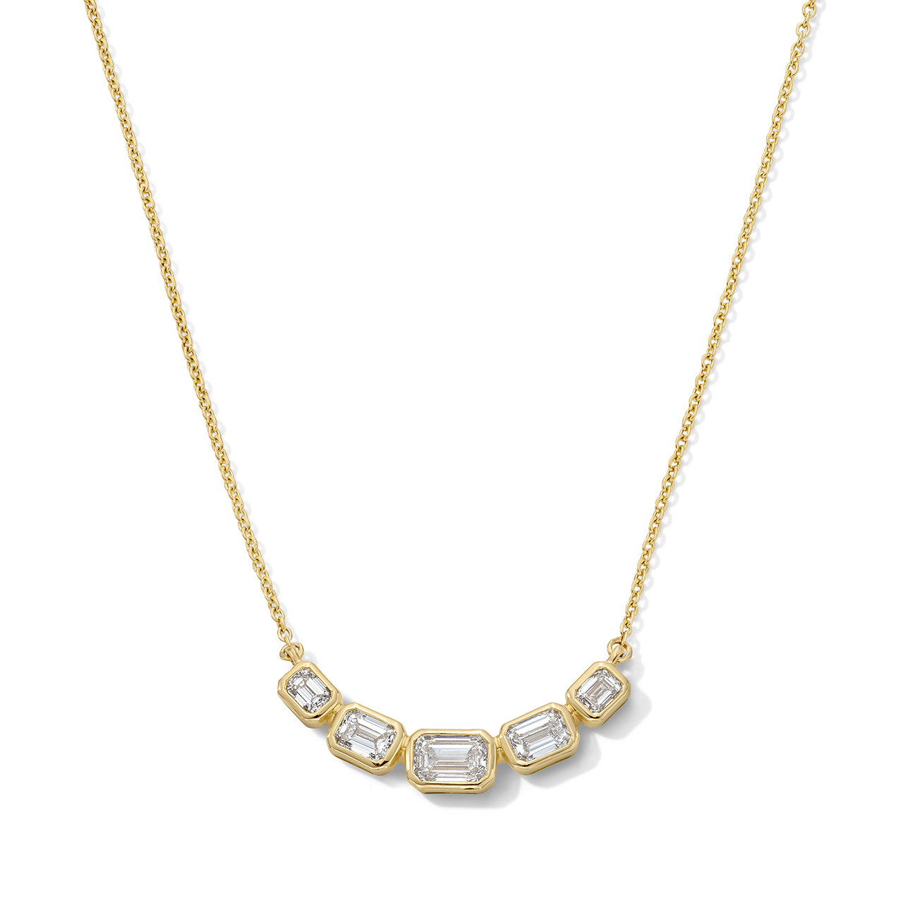 Bezel Emerald Cut Diamond Necklace