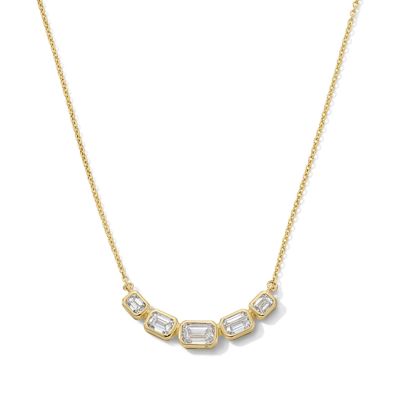 Bezel Emerald Cut Diamond Necklace