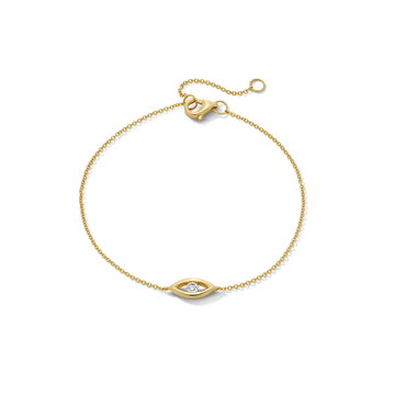 Diamond Evil Eye Bracelet In Solid 14K Yellow Gold