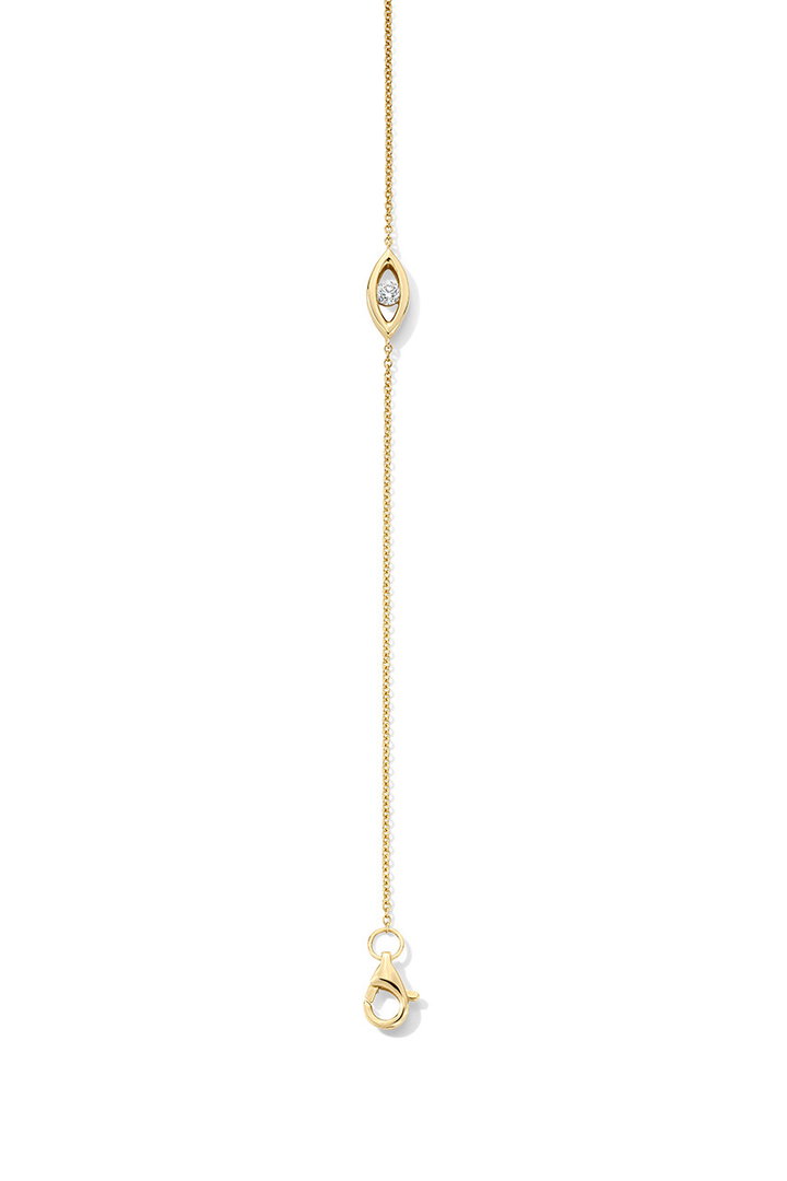 Diamond Evil Eye Bracelet In Solid 14K Yellow Gold