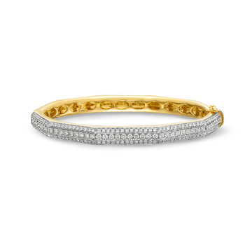 Hexagon Diamond Bangle Bracelet In Yellow Gold 18K