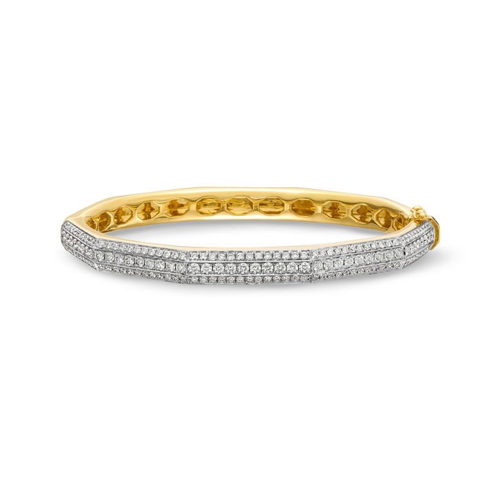 Hexagon Diamond Bangle Bracelet In Yellow Gold 18K