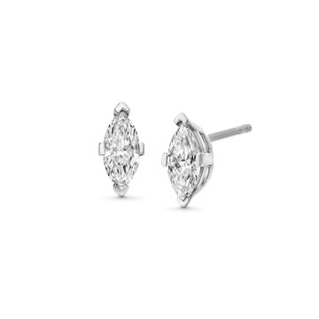 Marquise Diamond Stud Earrings In White Gold 14K
