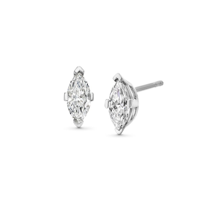 Marquise Diamond Stud Earrings In White Gold 14K