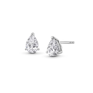 Pear-Shaped Diamond Stud Earrings In White Gold 14K