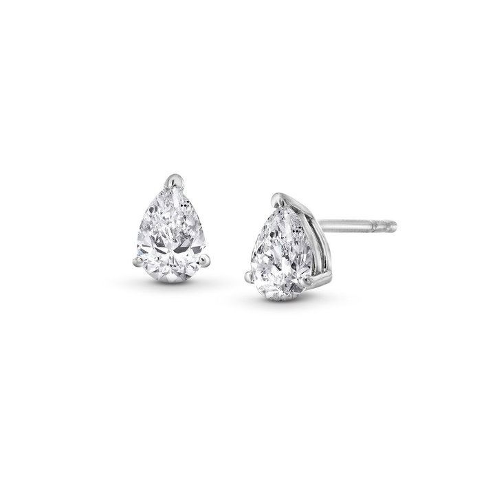 Pear-Shaped Diamond Stud Earrings In White Gold 14K