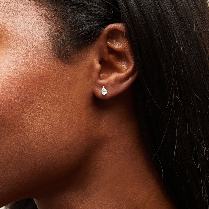 Pear-Shaped Diamond Stud Earrings In White Gold 14K