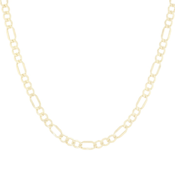 20 inch Figaro Chain Necklace In Solid 14K Yellow Gold