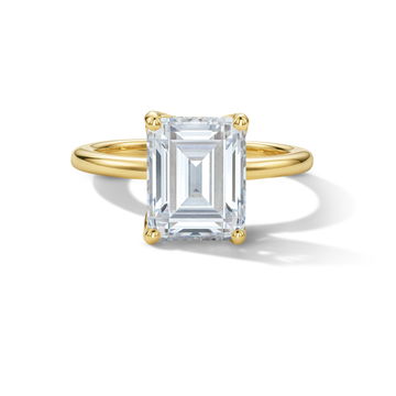 Tulip Prong Solitaire Hidden Halo Engagement Setting by Adorette In Yellow Gold 14K