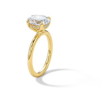 Tulip Prong Solitaire Hidden Halo Engagement Setting by Adorette In Yellow Gold 14K