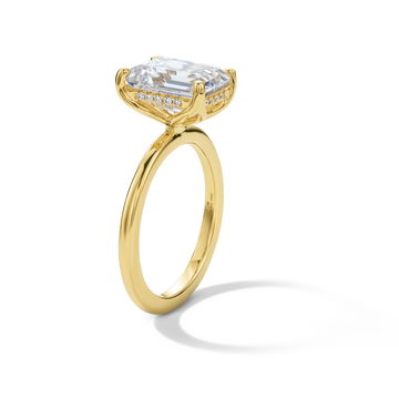 Tulip Prong Solitaire Hidden Halo Engagement Setting by Adorette In Yellow Gold 14K