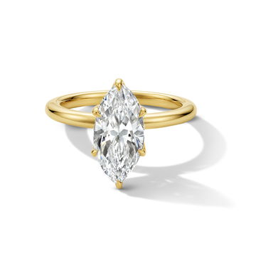 Tulip Prong Solitaire Hidden Halo Engagement Setting by Adorette In Yellow Gold 14K