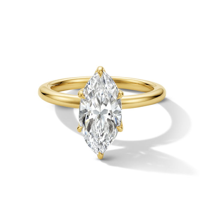 Tulip Prong Solitaire Hidden Halo Engagement Setting by Adorette In Yellow Gold 14K