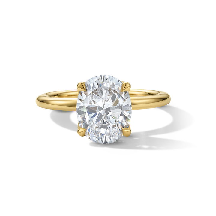 Tulip Prong Solitaire Hidden Halo Engagement Setting by Adorette In Yellow Gold 14K