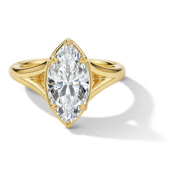 Solitaire Split Shank Six Prong Engagement Setting By Adorette In Yellow Gold 14K