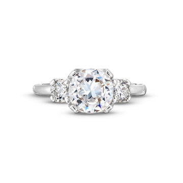 Uneek Three Stone U-Prong Engagement Setting In Yellow Gold 18K