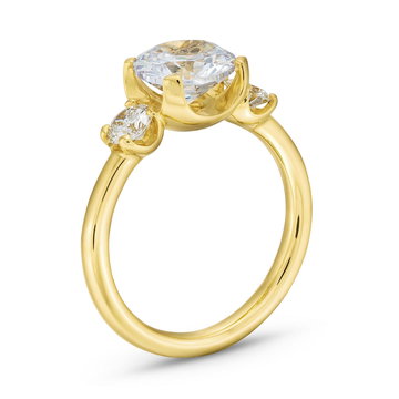 Uneek Three Stone U-Prong Engagement Setting In Yellow Gold 18K