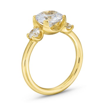 Uneek Three Stone U-Prong Engagement Setting In Yellow Gold 18K