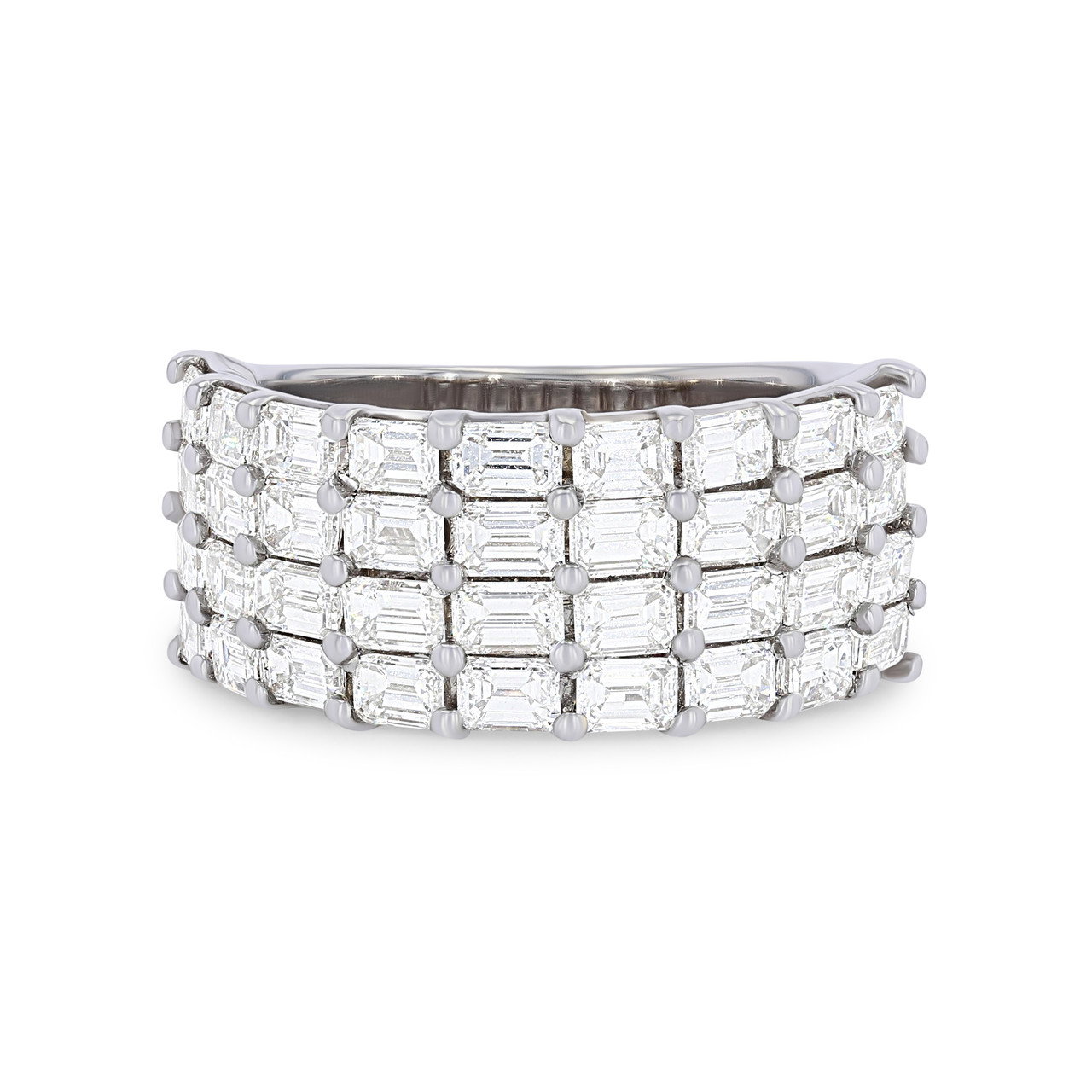 Four Row Emerald Diamond White Gold Band (3.50tw) 0