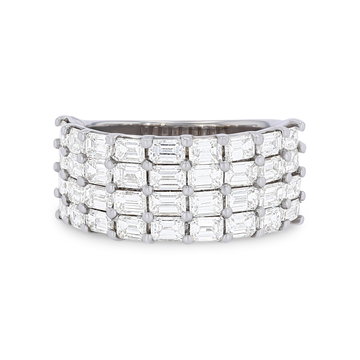 Four Row Emerald Diamond White Gold Band (3.50tw) In White Gold 14K