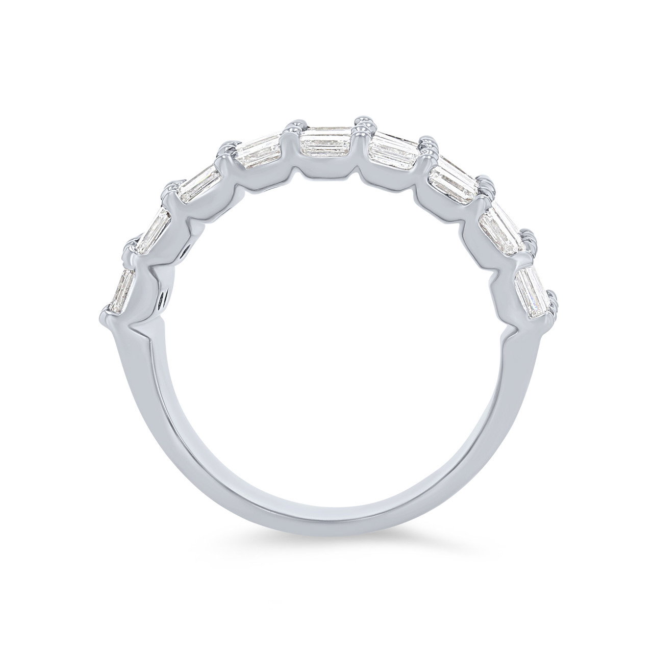 Four Row Emerald Diamond White Gold Band (3.50tw) 2
