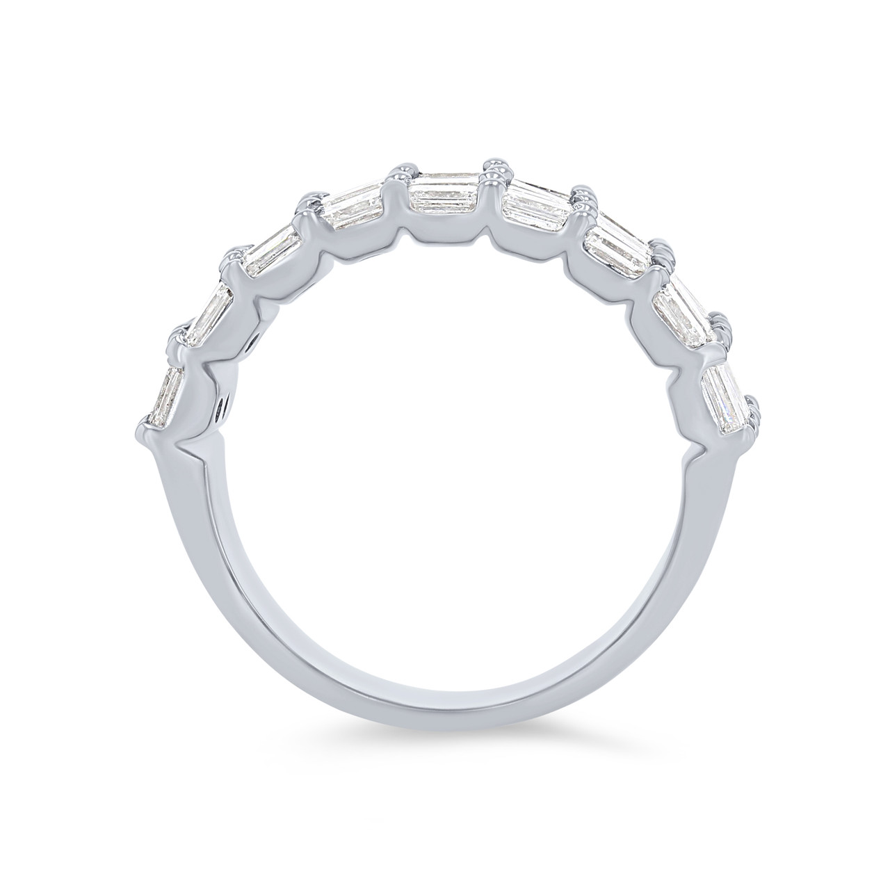 Four Row Emerald Diamond White Gold Band (3.50tw) 2
