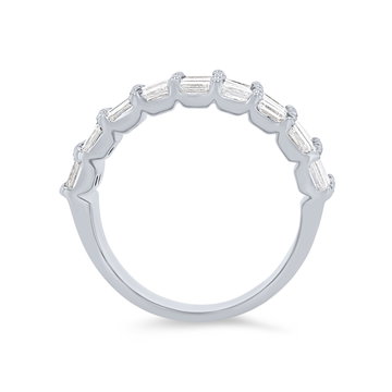 Four Row Emerald Diamond White Gold Band (3.50tw) In White Gold 14K
