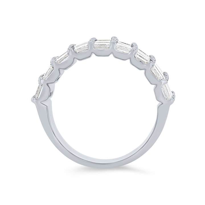 Four Row Emerald Diamond White Gold Band (3.50tw) In White Gold 14K