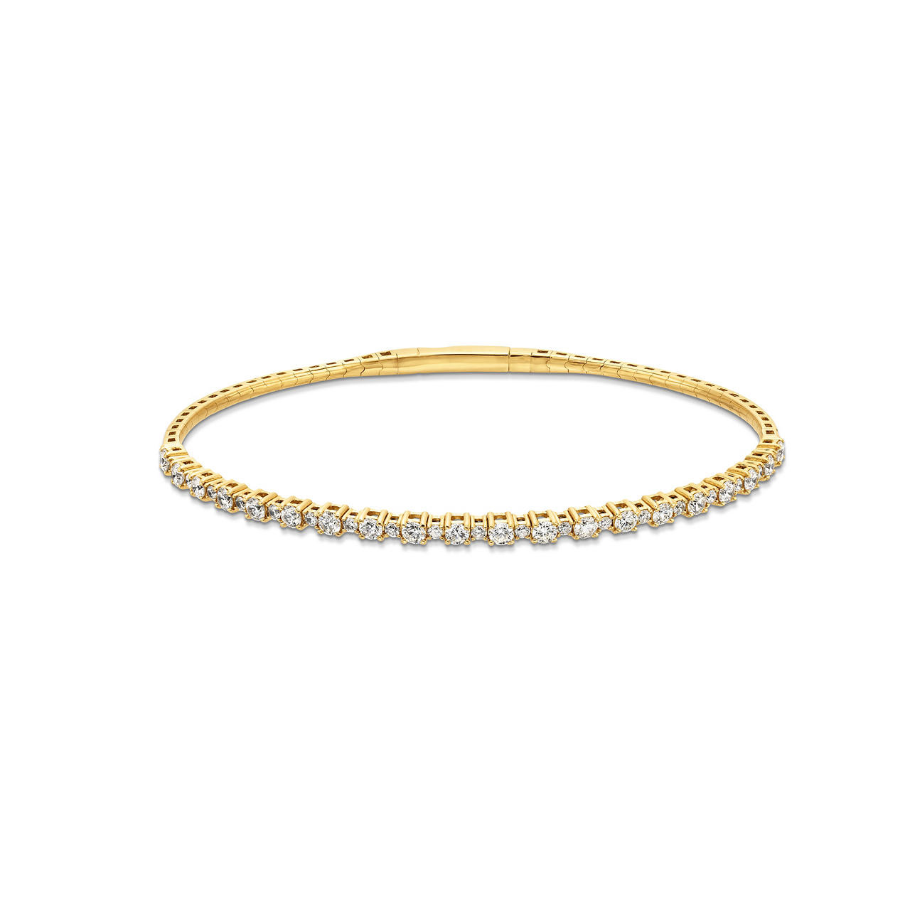 Flexible Half Way Alternating Diamond Bangle Bracelet