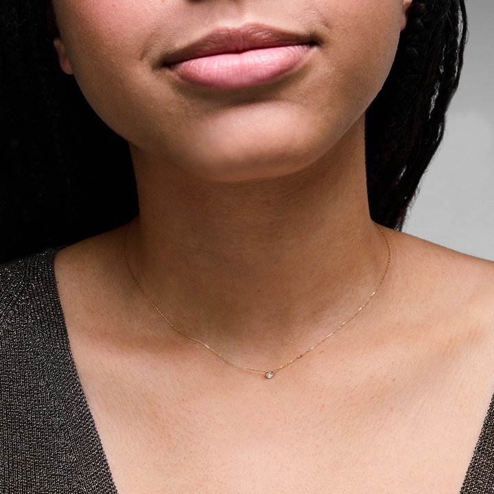 Diamond Solitaire Necklace In White Gold 18K
